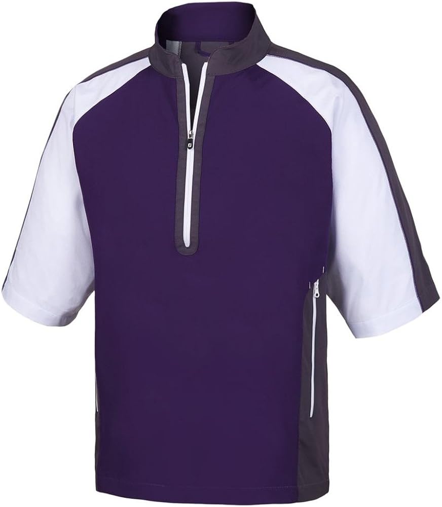 Amazon.com: FootJoy New Short Sleeve Sport Golf Windshirt Purple/Charcoal/White Large: Clothing