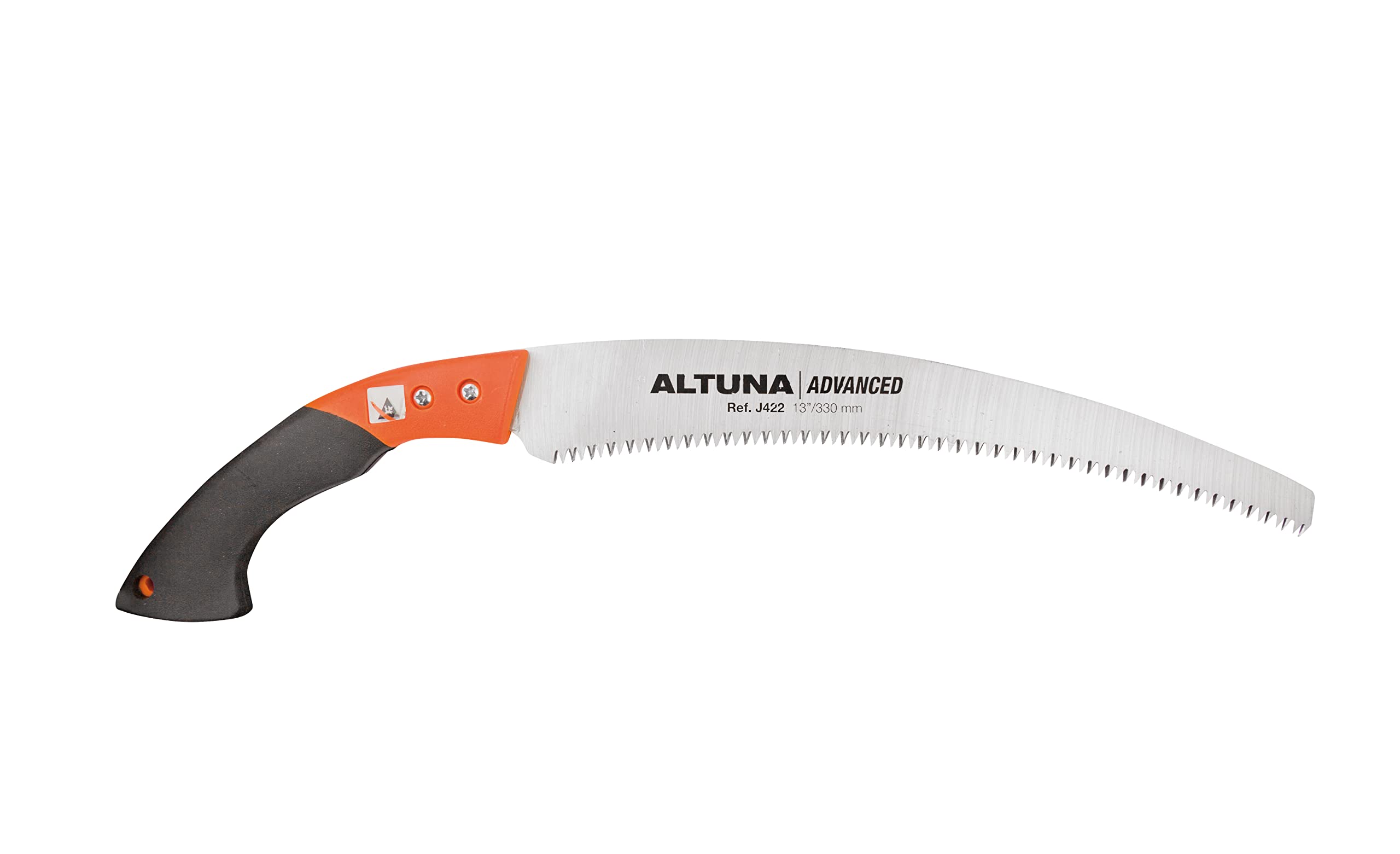 Curved ground blade saw with rubberized handles. Japanese tooth. Length 330/13"