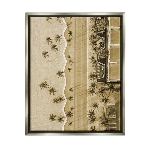 Stupell Industries Tropical Aerial View Framed Floater Canvas Wall Art by Lil'…