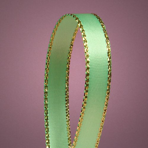 Mint Green Satin Ribbon with Gold Edges, 3/8