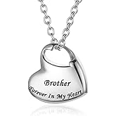 Gisunye Cremation Urn Necklace for Ashes Urn Jewelry,Forever in My Heart Carved Stainless Steel Keepsake Waterproof Memorial Pendant for mom & dad with Filling Kit…