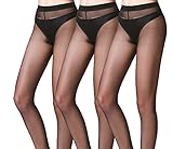Bonas High Waist Reinforced Crotch Nylon Women's Sheer Pantyhose Tights 3 Pack