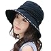 SIGGI UPF50+ Foldable Bucket Boonie Hat Fishing Hiking Sunhat w/Chin Cord for Women Navy Blue
