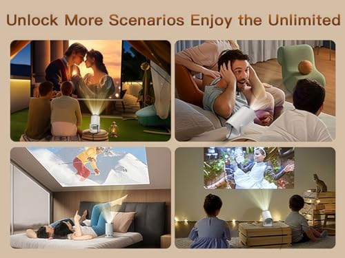 Video Projector with Wi-Fi 6 & Bluetooth 5.4, Built-in Apps Supports 4K Full HD Mini Video Projector, Android 14, Auto Keystone, 2026 Upgraded Projector for HDMI/iPhone/USB White
