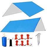 Kofon Rain Fly Tarps Portable Tent Tarp with Rope and Stakes Footprint Ground Mat Picnic Blanket Shelter Sunshade for Outdoor Hiking, Beach,Backpacking & Travel (blue, blue-M(7482 inch))