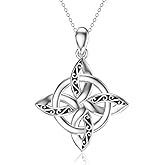 YAFEINI Celtic Knot Necklace Sterling Silver Witches Knot Pendant Necklace Irish Jewelry Gifts For Women