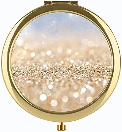 FUTUROO Rounded Folding Pocket Mirror Round Compact Mirror Double-sided Makeup Mirror Design For Traveling - Gold
