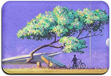 Juzijiang Carpet Non-Slip Stain Fade Resistant Door Mat Bicycle Tree Outdoor Indoor Mat Room Rug 31.4 X 19.6 Inch(80x50cm)