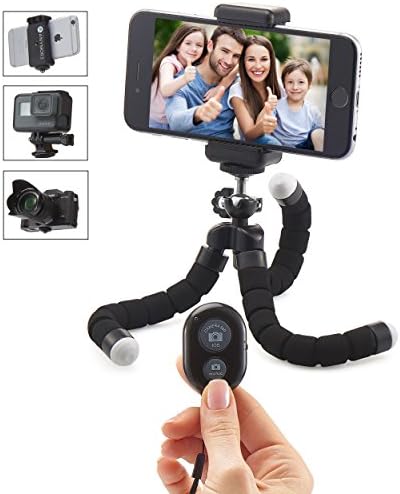 Mini Cell Phone Tripod - AnyMore Flexible Tripod with Bluetooth Remote and Universal Clip for iPhone, Android Phone, Camera, Sports Camera
