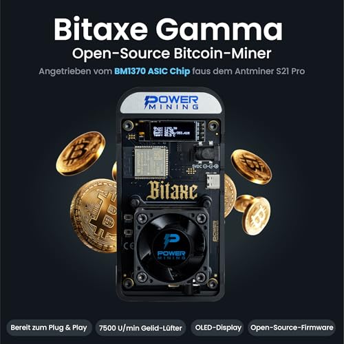 Bitaxe Gamma 602 ASIC Bitcoin Miner | 1.1 TH/s @ 18W | BM1370 (Antminer S21 Pro Chip) | Wi-Fi | USB-C | AxeOS | Open Source | Made in Europe | Includes Power Supply & Stand