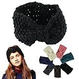 Voberry®Lady's Lovely Winter Crochet Flower Bow Knitted Winter Warmer Head wrap Hair accessories (Black)