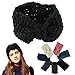 Voberry®Lady's Lovely Winter Crochet Flower Bow Knitted Winter Warmer Head wrap Hair accessories (Black)