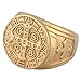 St Benedict Exorcism Gold Filled Stainless Steel Ring Demon Protection Ghost Hunter CSBP