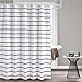Seavish Fabric Shower Curtain, 72 x 72 Black and White Striped Geometric Cloth Shower Curtains for Bathroom Monogrammed Simply Design, Heavy Weighted and Waterproof