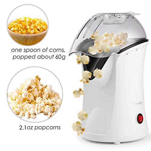 Popcorn Maker, Popcorn Machine, 1200W Hot Air Popcorn Popper Healthy Machine No Oil Needed