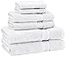 Amazon Brand – Pinzon 6 Piece Pima Cotton Bath Towel Set - White