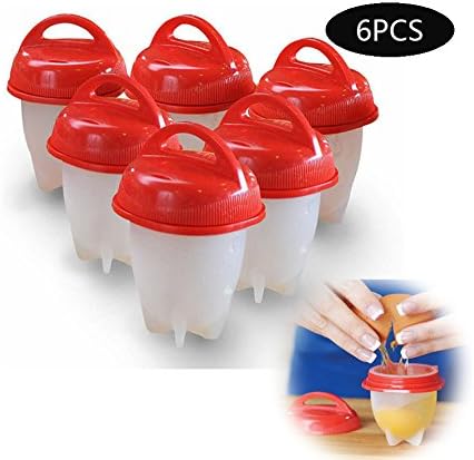 Egglettes 6 PACk Silicone Egg Cooker Crack, Boil, Pop Hard Boiled Eggs Without the Shell, Non Stick Silicone Egg Cooker Hard &amp; Soft Maker Egg Cooker,BPA Free, Non Stick Silicone, As Seen On TV (6PA