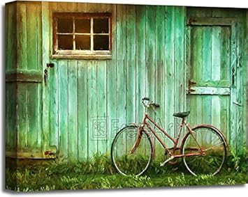 Amazon Com Digital Painting Of Old Bicycle Against Barn Gallery