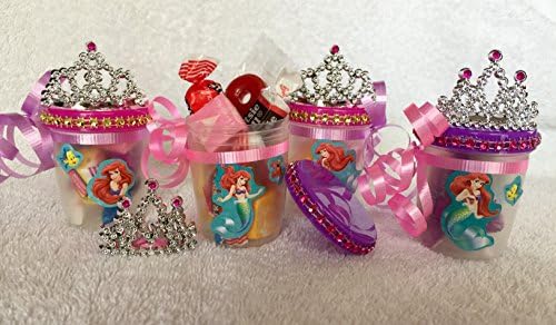 Disney The Little Mermaid Set of 8 Birthday Party Favors filled with candy and Bonus Comb Tiara!
