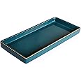 10 x 5 Ceramic Bathroom Tray for Countertop, Decorative Vanity Tray for Dresser Tops, Small Rectangular Trays for Perfume, Candle, Jewelry, Cosmetics (Green)