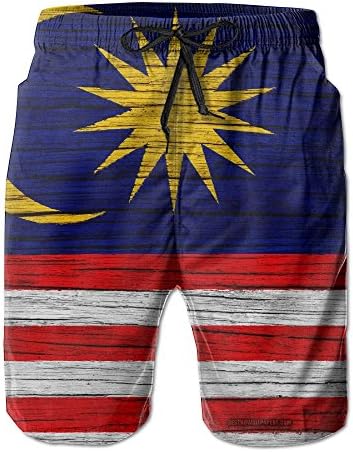 Malaysia Wooden Texture Malaysian FlagHandsome Fashion Summer Cool Shorts Swimming Trunks Beachwear Beach Shorts