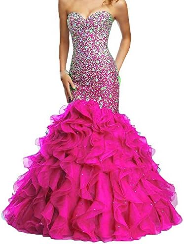 Ruffle Organza Bottom Skirt Spark Beaded Off The Shoulder Elegant Sweetheart Neckline Long prom dresses