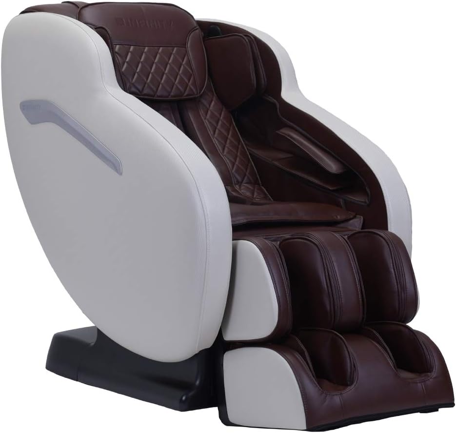 Infinity Aura Full Body Zero Gravity Massage Chair, Air Compression, Space Saving Technology, Lumbar Heat, Decompression Stretch- Cream/Brown, Includes in Home delivery and Assembly