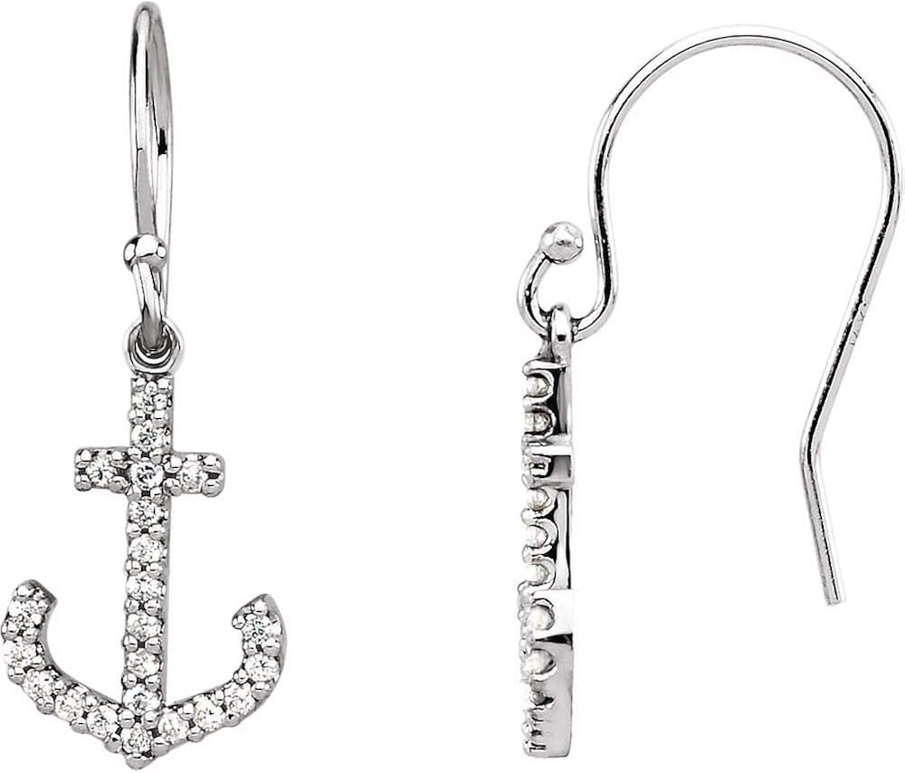 14ct White Gold Anchor Earrings Amazon.co.uk Jewellery