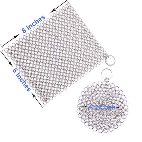 image for Senpulism Cast Iron Cleaner, Durable 316L Stainless Steel Chainmail Sc