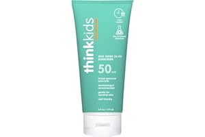 Thinkkids SPF 50+ Mineral Sunscreen, 6 Fl Oz – Safe, Natural Baby Mineral Sunscreen for Children - Water Resistant Sun Cream – Broad Spectrum UVA/UVB Sun Protection – Reef Safe