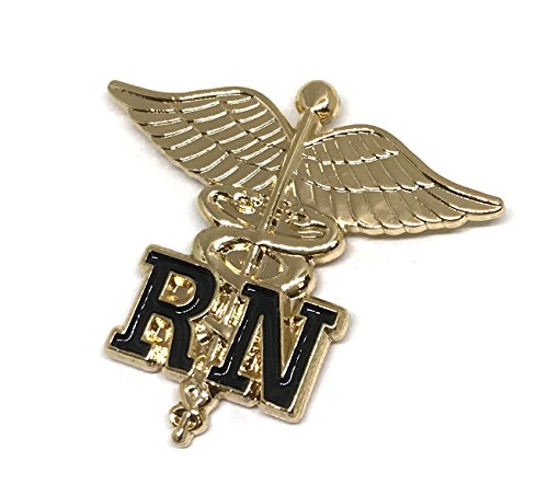 Registered Nurse Emblem Lapel Pin - Letters on Caduceus Brooch - RN Medical Ceremonie Clip