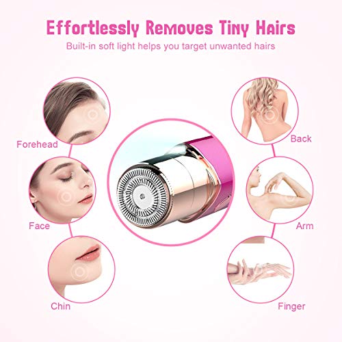 Homech Facial Hair Remover for Women, Painless Facial Hair Trimmer for Peach Fuzz, Chin Hair, Upper Lip Moustaches, Rechargeable Battery, IPX 6 Waterproof Rating with Built-In LED Light