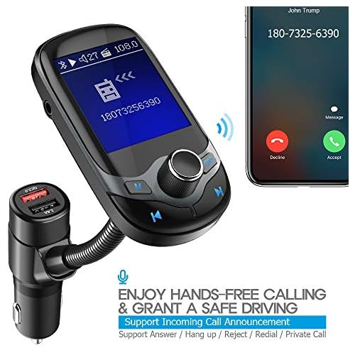 Nulaxy KM18 Bluetooth Hands Free Car FM Transmitter Audio Adapter