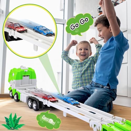 iKidiki Dinosaur Toy 2 3 4 5 Years Car Child Toy 2 3 4 5 Years Old Truck Gift Children 2 3 4 Years Old Toys Boy Girl 2-4 Years Old Truck Transport Dinosaur with 6 Mini