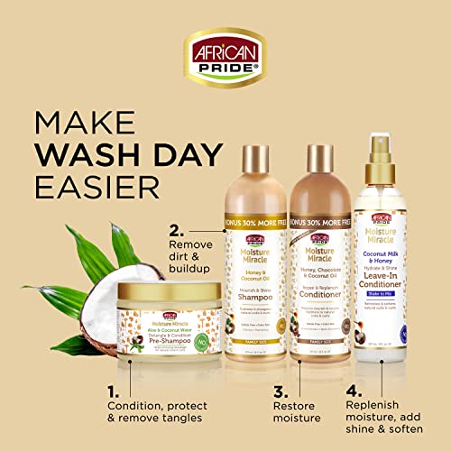 African Pride Moisture Miracle Aloe & Coconut Water PreShampoo Helps Minimize Hair Breakage