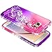 Galaxy Note 5 Case with Tempered Glass Screen Protector for Girls Kids Women, NageBee Glitter Liquid Sparkle Bling Floating Waterfall Shockproof Cute Case for Samsung Galaxy Note 5 -Purple/Pink