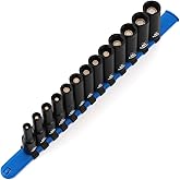 CASOMAN 13PCS 3/8" Drive Magnetic Impact Socket Set, Deep, 6-Point, Metric, 7mm to 19mm, CR-MO