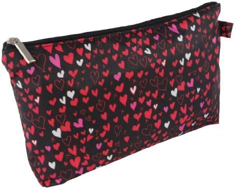 AIREE FAIREEToiletry Travel Wash Bag Cosmetic Bag for Women (Black with hearts)