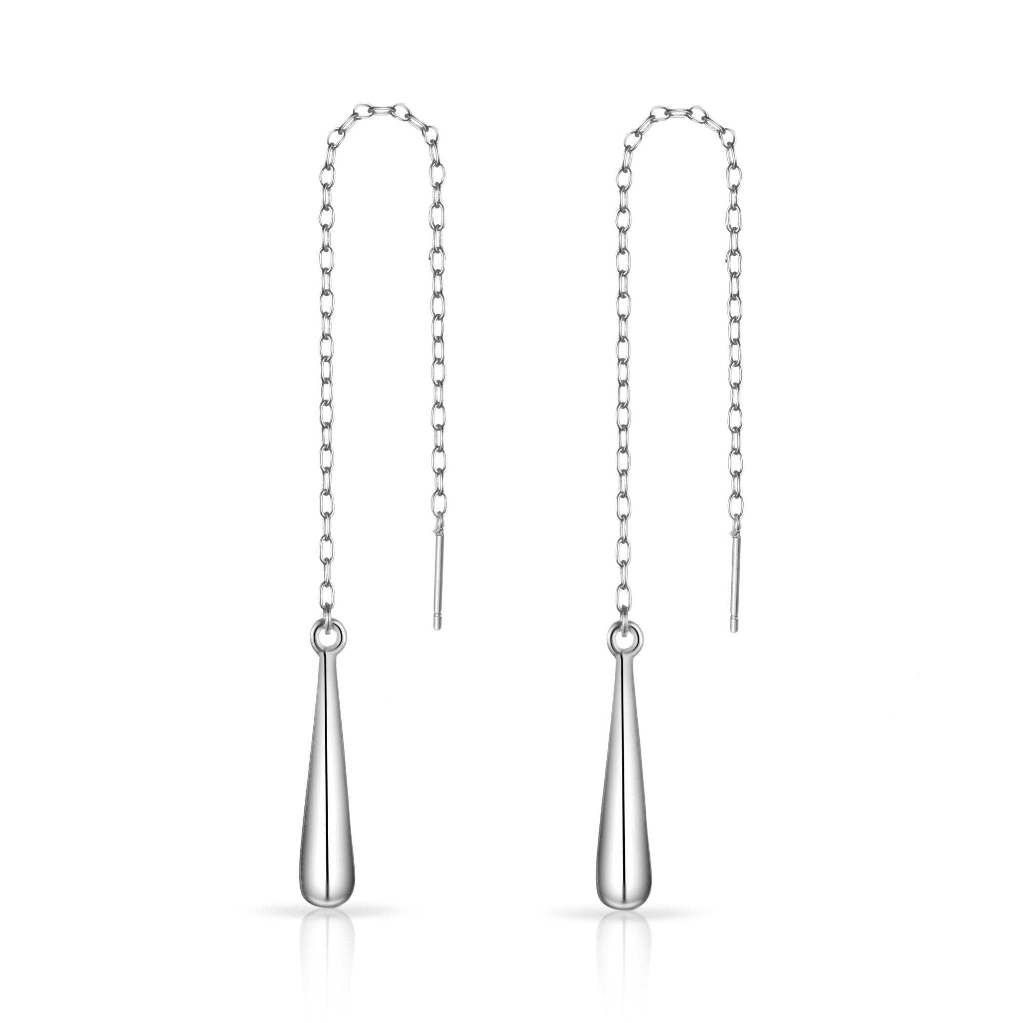 Philip Jones Sterling Silver Teardrop Thread Earrings