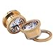 ZS Rose Gold Stainless Steel Screw Big Cubic Zirconia Ear Gauges Plugs Tunnels Expander Body Piercing (Gauge=00g(10mm))