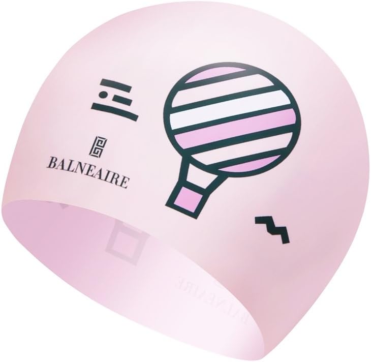 BALNEAIRE Fun Silicone Swim Cap for Boys and Girls,Waterproof Cartoon Print