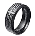 ALEXTINA 8MM Men's Stainless Steel Bible Verse Christian Lord's Prayer Cross Ring Wedding Bands Spinner Ring Laser Engraved
