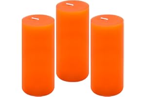 DEYIR 3 Pack 3×6 Inch Orange Pillar Candles, Unscented Fat Candles for Home Restaurants Fall Halloween Harvest Decoration, Smokeless Dripless and Clean Burning