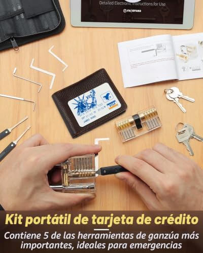 FAHEFANA 26 Piece Pick Set, [2023 New Challenge & Gift for Beginners] Locksmith Tools with 2 Transparent Locks for Practices, Beginners and Locksmiths Guide