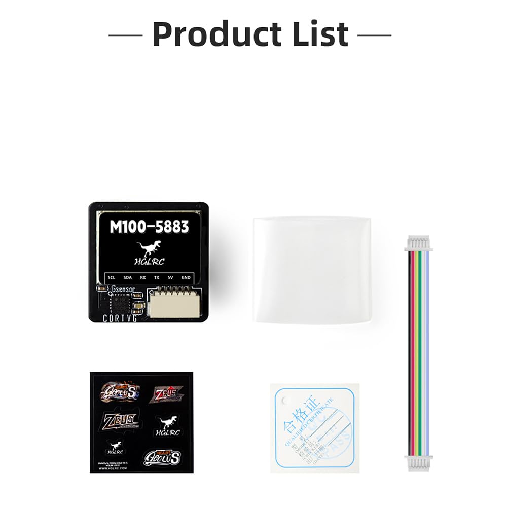 HGLRC M100-5883 GPS Compass Module, Upgraded 10th Generation Chip Compatible with FPV Fixed-Wing UAV