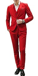 MOGU Mens Slim Fit 3 Piece Suit Blazer Jacket Pants