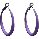 QIAOLEHUI Big 70s 80s Hoop Earrings Neon Color Circle Hoops Earrings for Women