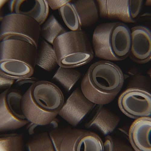Silicone Lined Micro Rings - 100 Brown 5mm rings links for I Tip Hair and Feather Extensions by Chic Hair Designs