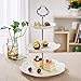 Sumerflos 3-Tier Porcelain Cake Stand, Elegant Embossed Cupcake Dessert Stand - Pastry Tiered Serving Tray for Tea Party, Baby Shower and Wedding (Pure White)