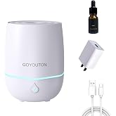 Essential Oil Diffuser, 200ML Diffusers for Home Scent Aromatherapy Diffuser Air Desk Humidifier Oil Diffuser romfor Bedroom Room Office with 7 Color LED Lights Quiet Waterless Auto Shuts-off (White)